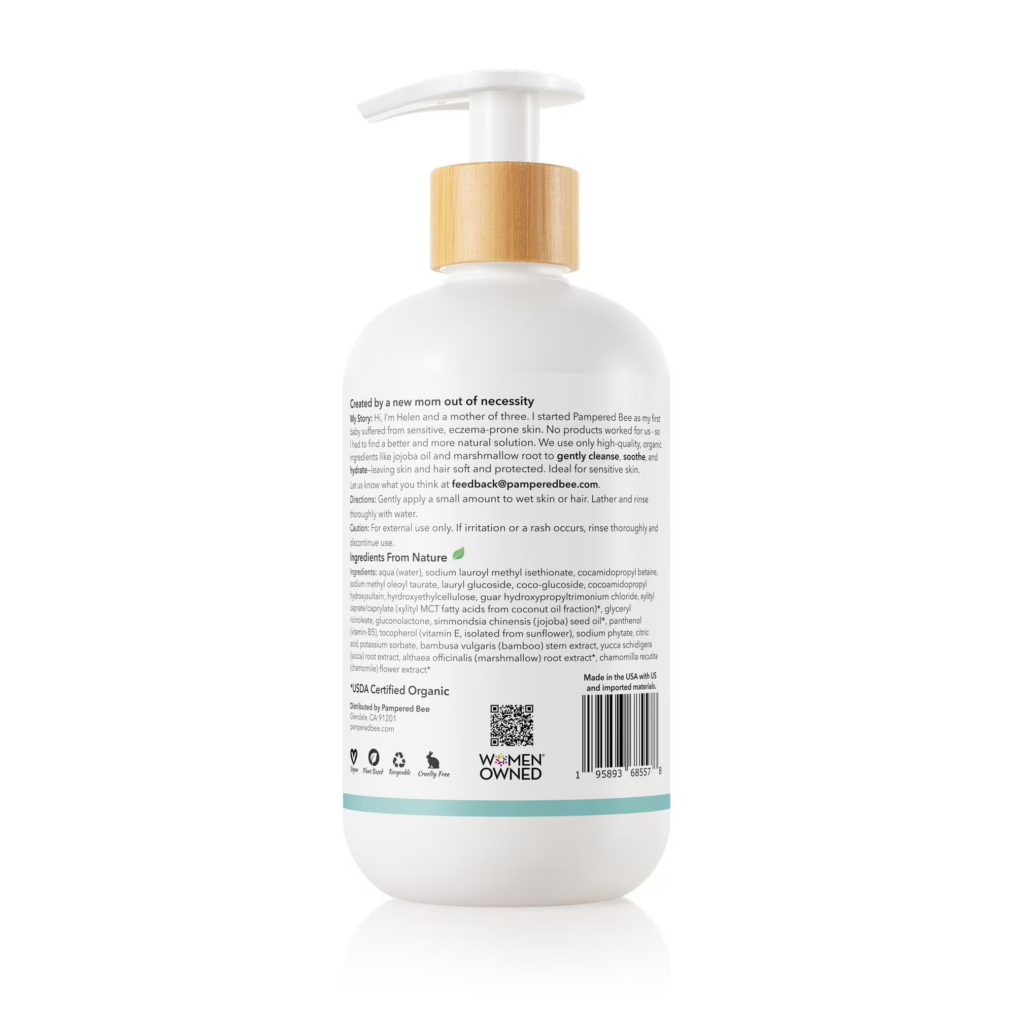 Pampered Bee Natural Unscented Shampoo & Body Wash (12 fl oz)