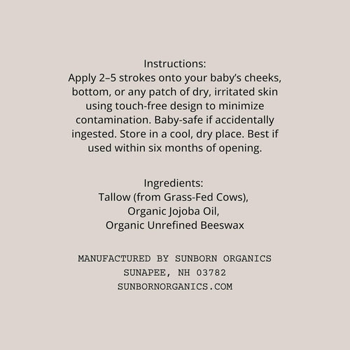Baby Balm Moisturizing Stick for Sensitive Skin & Diaper Care